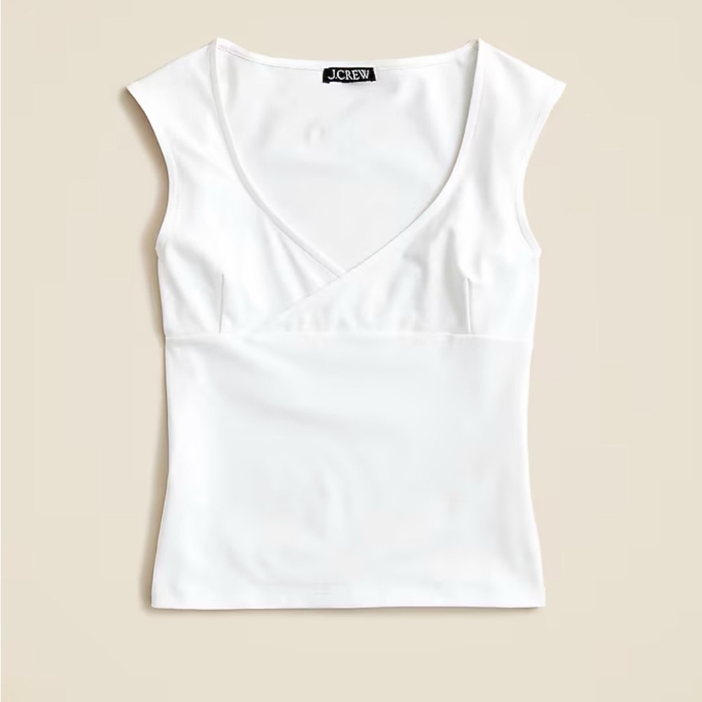NWT stretch cotton cap sleeve crossover tee